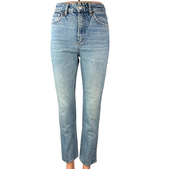 Zara Women's Blue Light Wash High Waisted Straight Tapered Ankle Denim Jeans 4 - Picture 1 of 5